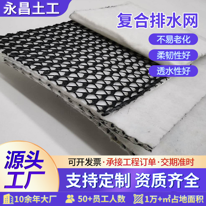 公路铁路隧道用土工排水网防渗护坡工程过滤hdpe三维复合排水网