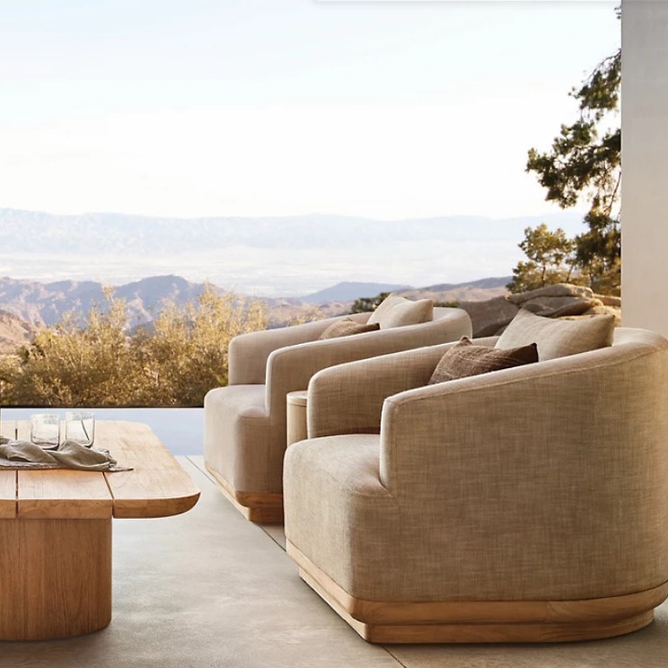 Outdoor Sofa Courtyard Garden Terrace Waterproof Sun Protection Teak Furniture Combination Outdoor Balcony Imported Teak Sofa