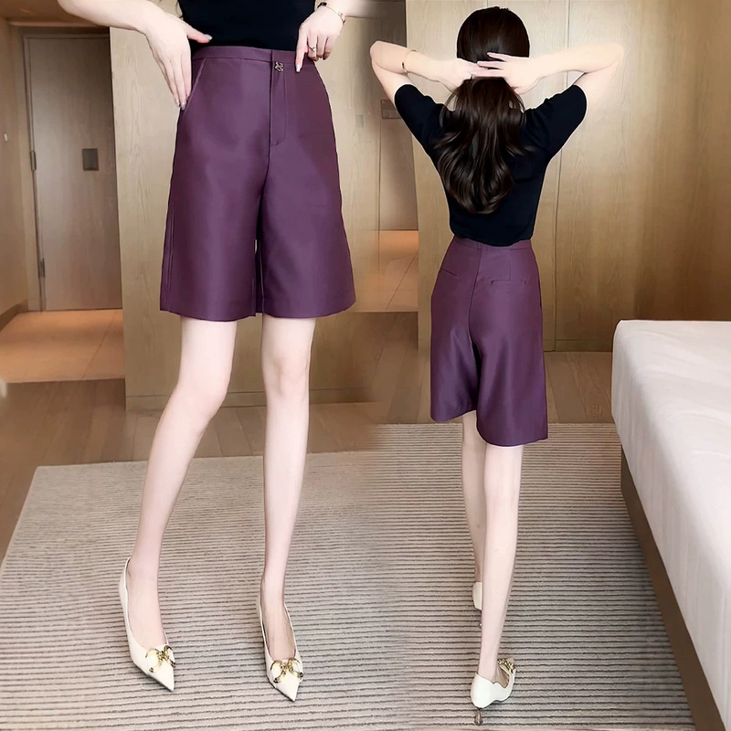 Light Luxury Purple Women's Shorts 2026 Summer New Thin Style Suit Pants Casual Wide-Leg Mid-Length Pants Light Luxury Purple Women's Shorts 2026 Summer New Thin Style Suit Pants Casual Wide-Leg Mid-Length Pants