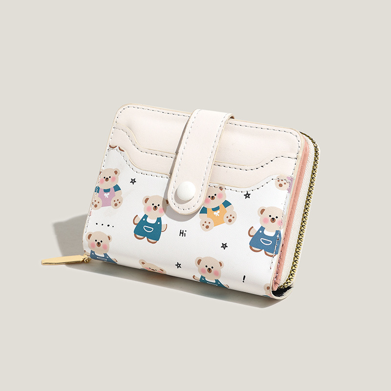 Nuevo tipo de billetera de mujer encantadora impresión de dinosaurio botón corto anti-damagnetismo multi-tarjeta de gran capacidad cartera de alto nivel