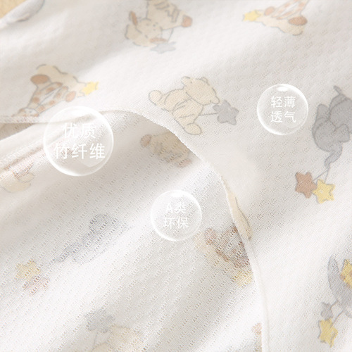 Newborn half-back summer bamboo fiber short baby crawling clothes breathable and comfortable baby long crawling bag fart clothes thin section