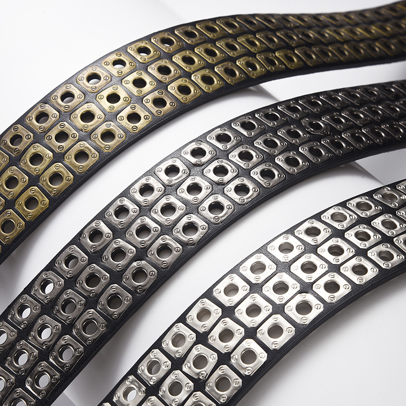 2024 Cintura trendy personalizzata in stile PU personalizzato Liuding Hollow Air Eye 2024 per uomo e donna_voghion.com