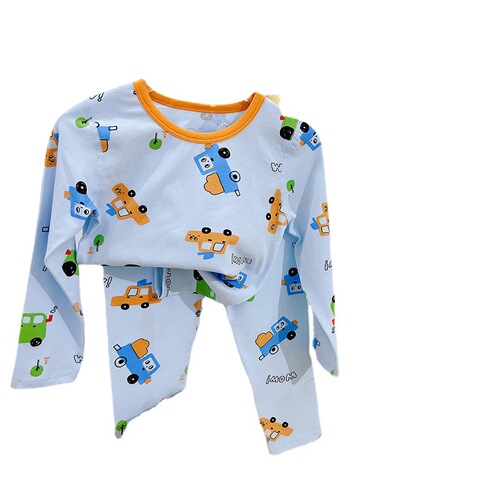 Anmeiya Children's Lycra Underwear Set Boneless Spring and Autumn New Style Ginger One Piece Long Sleeve Two Piece Set Manufacturer