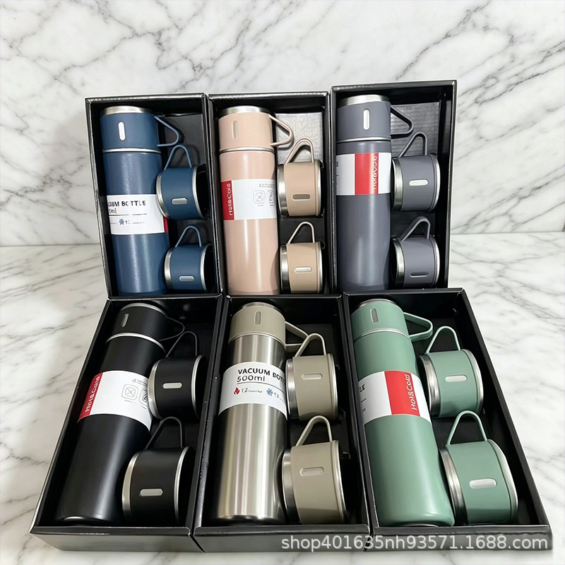 Taza de aislamiento térmico transfronterizo de alta capacidad, caja de regalo de alto nivel, tres cubiertas de acero inoxidable, aislamiento al vacío, aislamiento al frío.