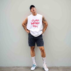 重いポンドの純綿のアメリカのファッションブランドの丸首の肩のベストの男性の夏のアルファベットのプリントの袖なしのtシャツのゆったりしている高い街頭