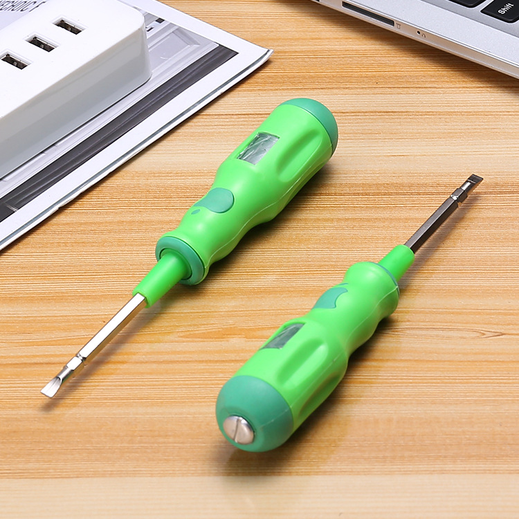 厂家批发大号苹果包胶试电笔双头钢批螺丝验电笔家用测电笔防触电