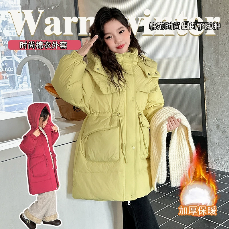 Brace, long hoody, keep warm winter down jacket, for teenagers, increased thickness, mid-length, western style