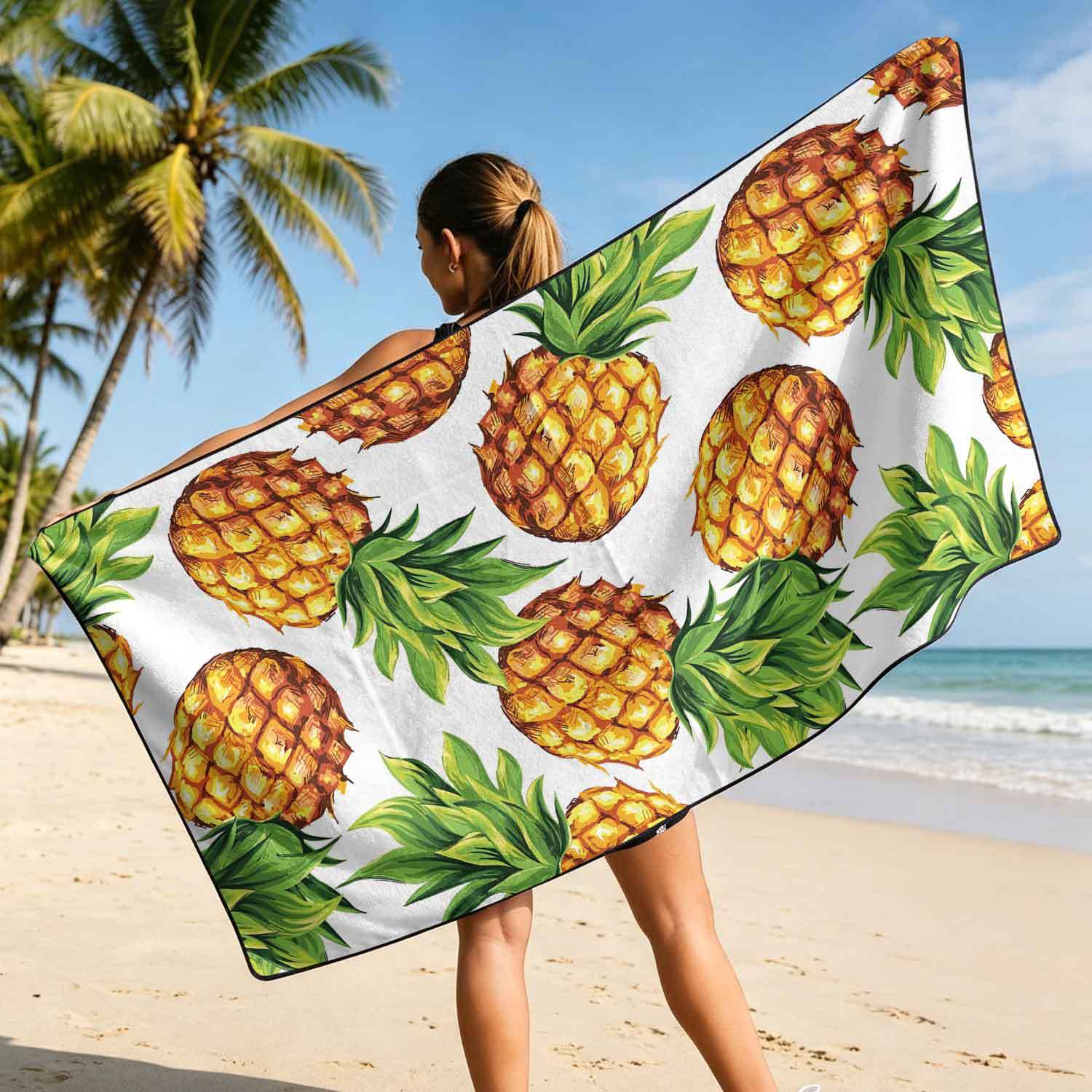 Printed bath towel and car seat cover 2-in-1, ultra-fine fiber outdoor beach and car dual-use universal seat cushion