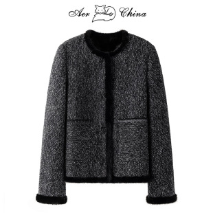 Mink Fur Coat for Women 2025 Winter New Style Mink Fur Coat Youthful Style Chanel-Inspired Wool Double-Sided Fashionable Age-Reducing