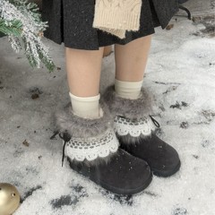2025秋冬新款千禧风毛毛百搭雪地靴加绒内增高保暖东北棉鞋短靴