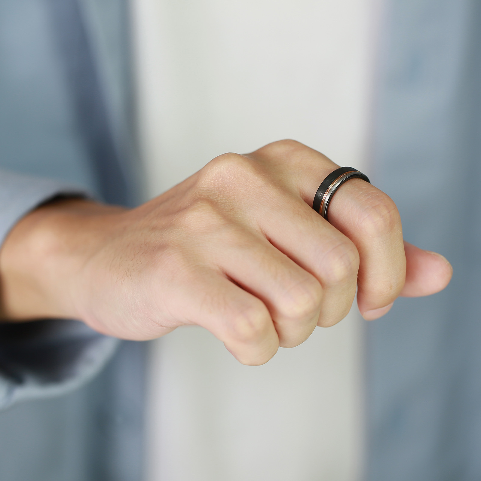 Fashion Color Block Tungsten Steel Rings Metal Stainless Steel Rings