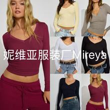 欧美跨境女装2025新款TK亚马逊高级感Y2K修身时尚纯欲风打底衫t恤