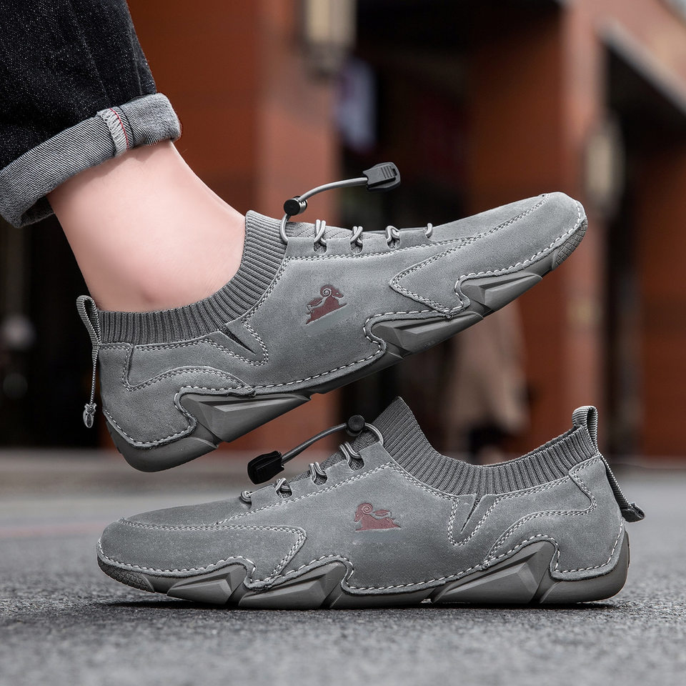 Giày Martin nam cổ thấp da heo, đế cao su may, phong cách năng động — G87139 Kaki, G87139 màu xám, G87139 đen