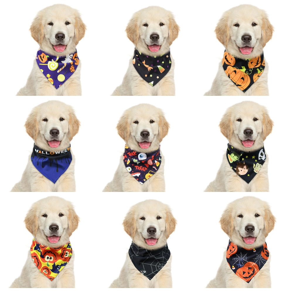 Трансграничный завод Прямое полотенце для слюны собаки Треугольный шарф на Хэллоуин может быть настроен праздничное треугольное полотенце