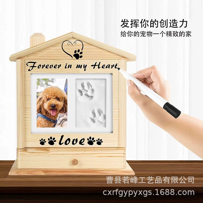 Деревянная урна для питомцев в форме маленького домика с рамкой для фото, памятный кофин для кошек и собак