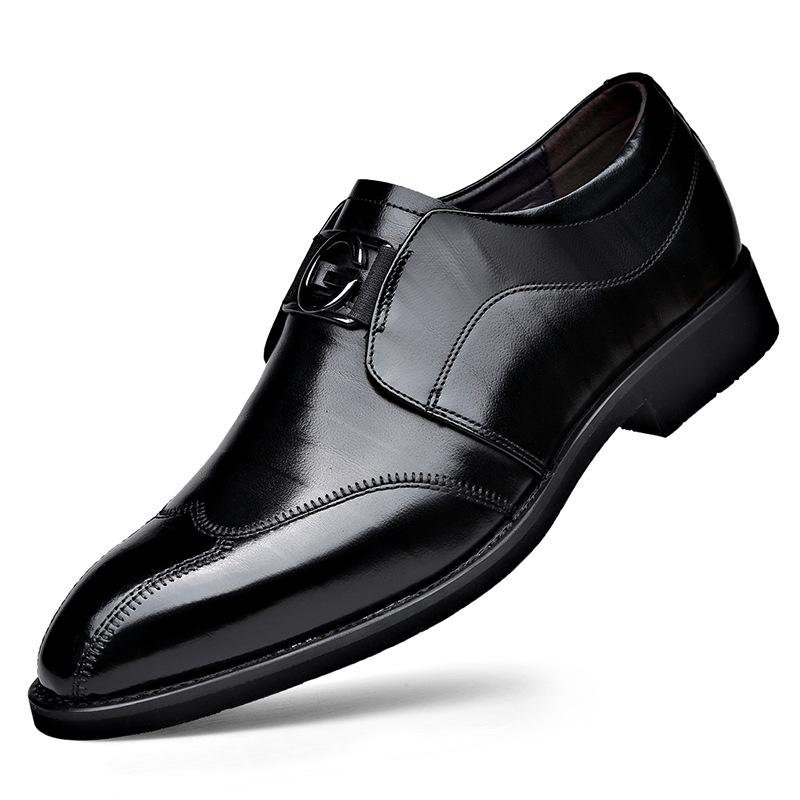 Lässige Business-Lederschuhe für Herren mit bestickten spitzen Zehen_voghion.com
