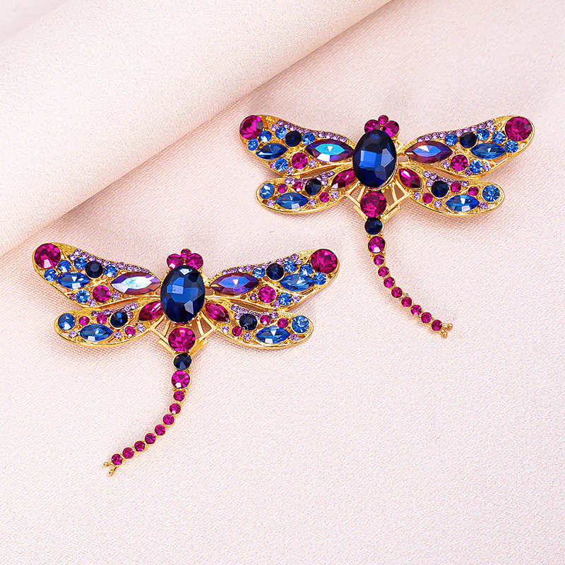 fashion colored diamond series alloy personality exaggerated insect big dragonfly earringspicture4