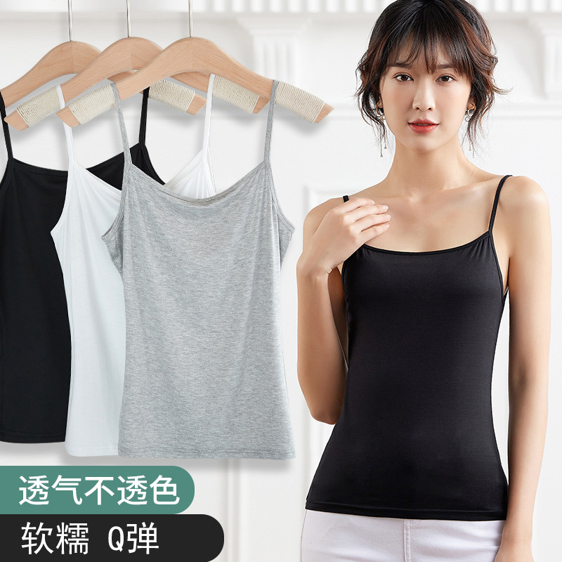 Chaleco de camisola para mujer 2025 verano todo-fósforo ropa exterior sexy camisa de fondo delgado negro y blanco cabestrillo para mujer
