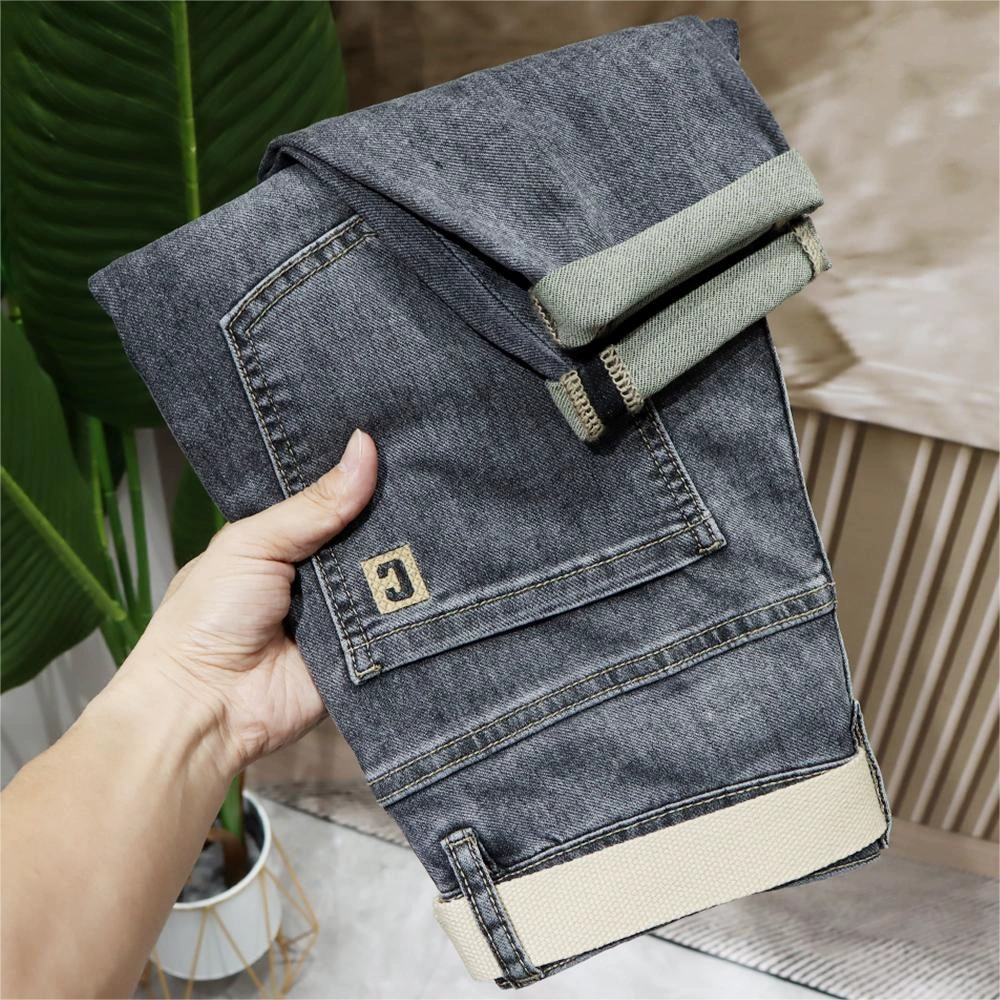 Elite spring thin jeans, elastic trend trousers, slim fit