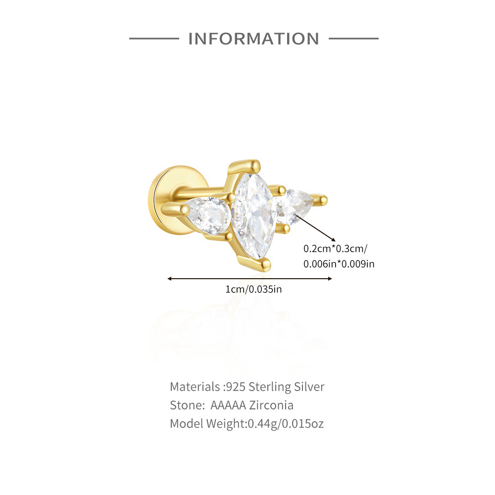 1 Piece Simple Style Geometric Plating Inlay Sterling Silver Opal Zircon Ear Studs display picture 2