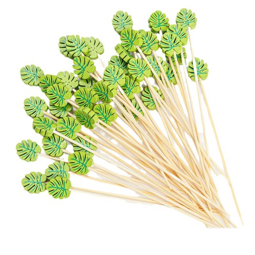 Bamboo fruit picks, fruit tongs, cocktail skewers, one-time decoration bamboo skewers, colorful creative skewers, baking cake skewers