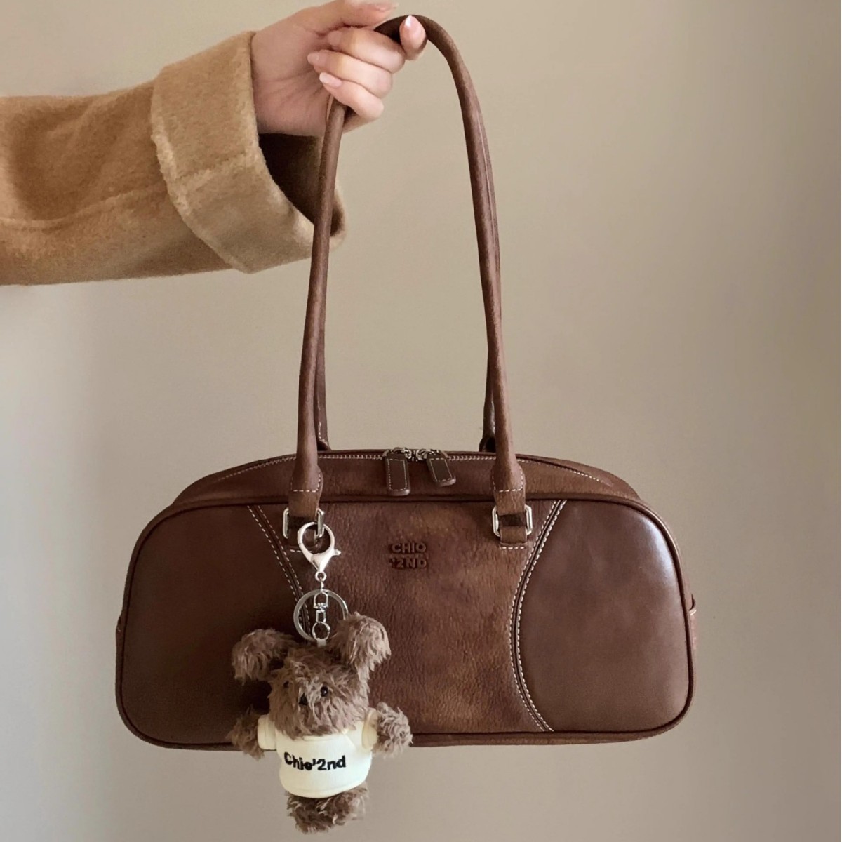 NANFENG CHIO2ND BINGANG STREET 베이글 가방 여성의 2024 년 신가을 및 겨울 빈티지 볼링 가방 숄더 백