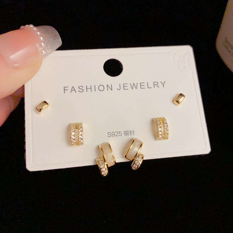 Copper Material 1 Set Elegant Geometric Copper Ear Studs