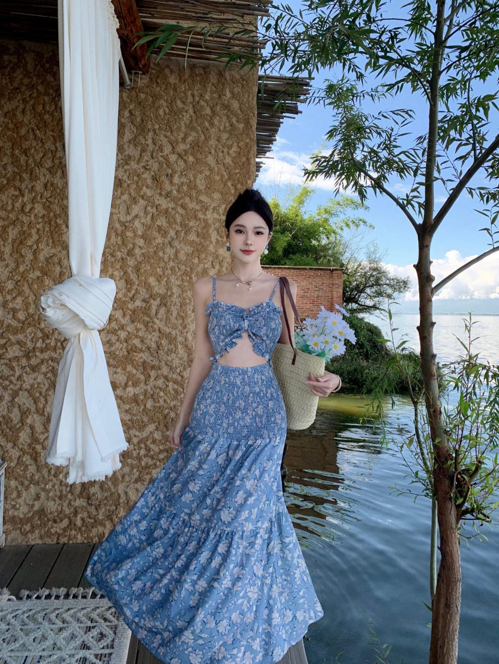 F6675 610K ÁO HAI DÂY NỮ SHETDT MÙA HÈ HỌA TIẾT HOA HAI DÂY HỞ VAI THỜI TRANG NỮ G02 SẢN PHẨM MỚI
