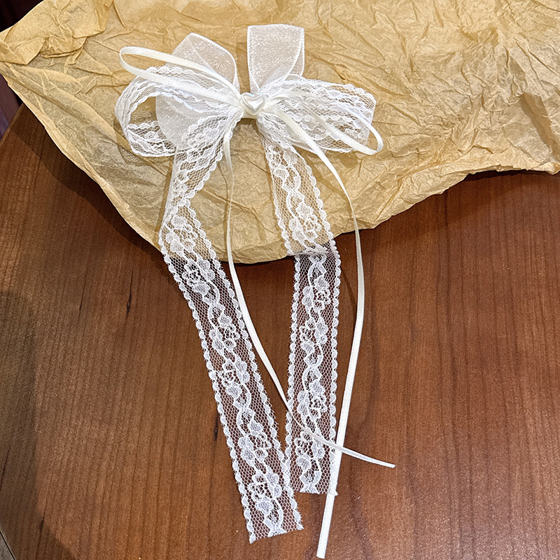 Белая заколка для волос с бантиком, цветочный принт