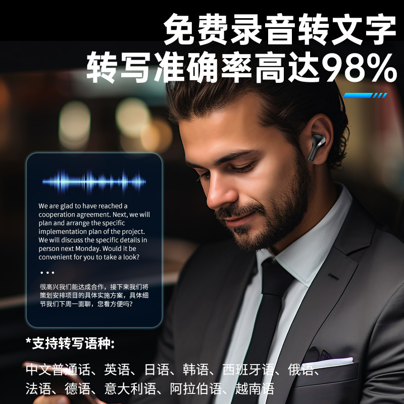 2024 nuevo multilingüe traducción simultánea inalámbrica auriculares Bluetooth AI inteligente en tiempo real traducción multifunción mini