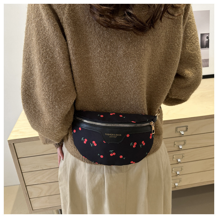 97g Weight Polyester Lining Material Zipper Closure Type Single Shoulder Strap Strap Type Fanny Pack Bags Type Holiday, Daily Occasion PU Material Cherry Pattern All Seasons Season Women's Gender Cute, Streetwear Style Dumpling Shape Shape Women's Cute Streetwear Cherry PU Waist Bags 13
