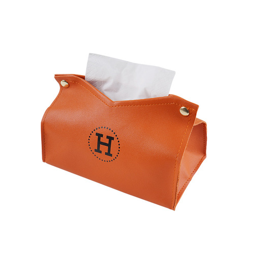 ins Nordic leather tissue box paper box living room home creative paper towel tube car desktop paper paper box PU leather