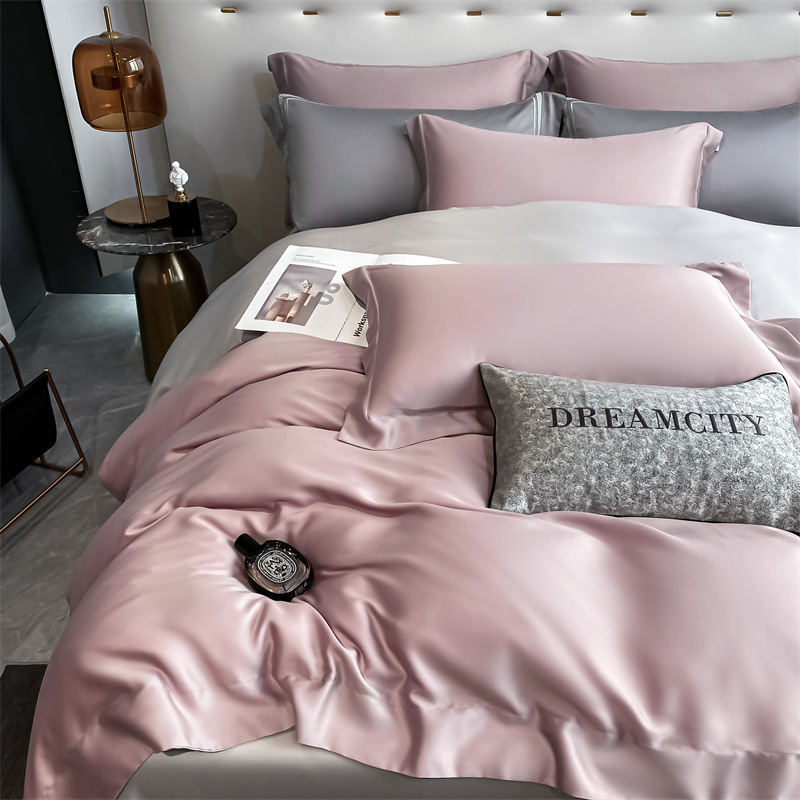 Verano 100% Tensi Juego de cuatro piezas Ropa de cama de verano de lujo ligero Funda de edredón Ropa de cama de tres piezas Ropa de cama