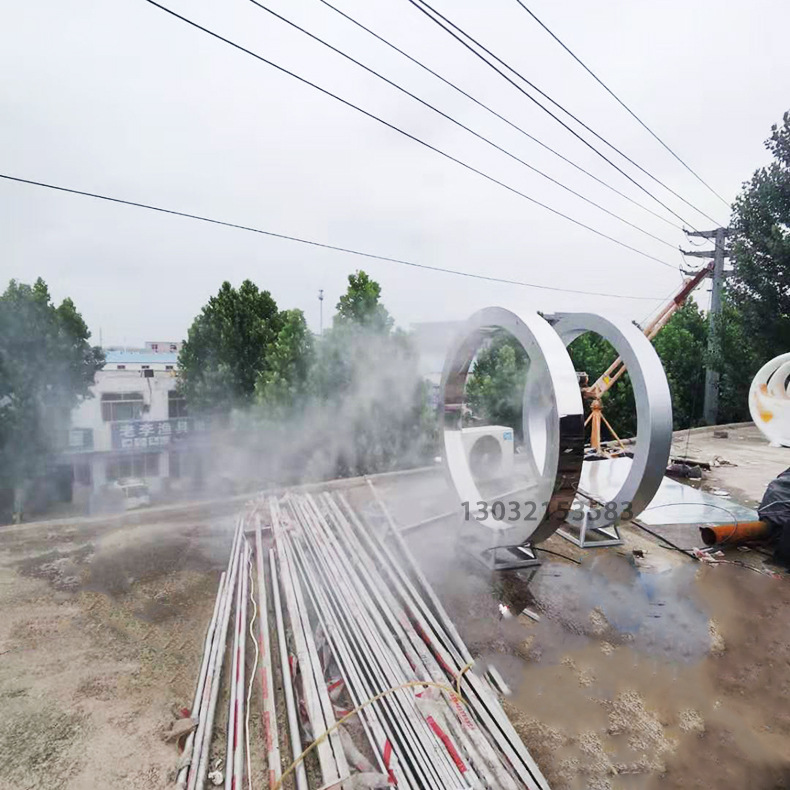 户外加湿降温工具雾化门 尺寸款式可定制可加灯光 镜面引流水雾门
