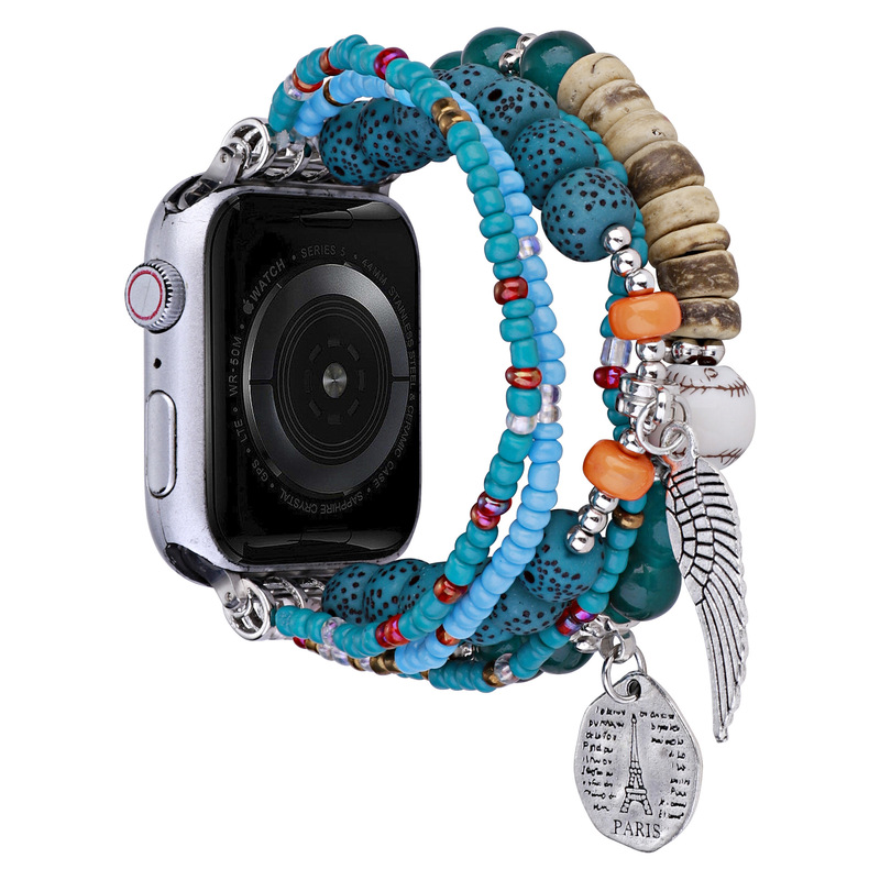 Apple Watch ストラップの全シリーズに適しており、ボヘミアンスタイルのウォッチストラップ、エスニックスタイルの手作り多層ビーズブレスレットが利用可能です。|undefined