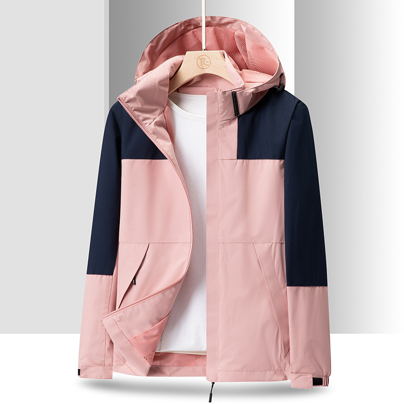 Primavera y otoño deportes al aire libre estilo de pareja al aire libre moda casual sombrero desmontable a juego chaqueta fina a prueba de viento para hombre
