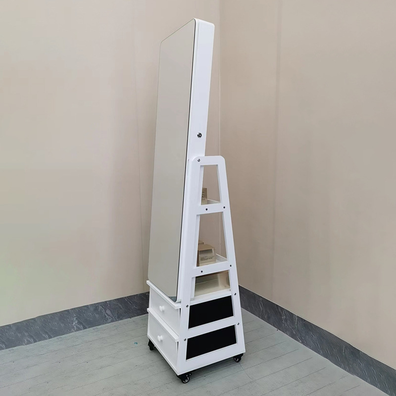 Espejo de piso de madera de cuerpo completo de la joyería gabinete de almacenamiento espejo hogar dormitorio Almacenamiento de joyas con polea espejo image 3