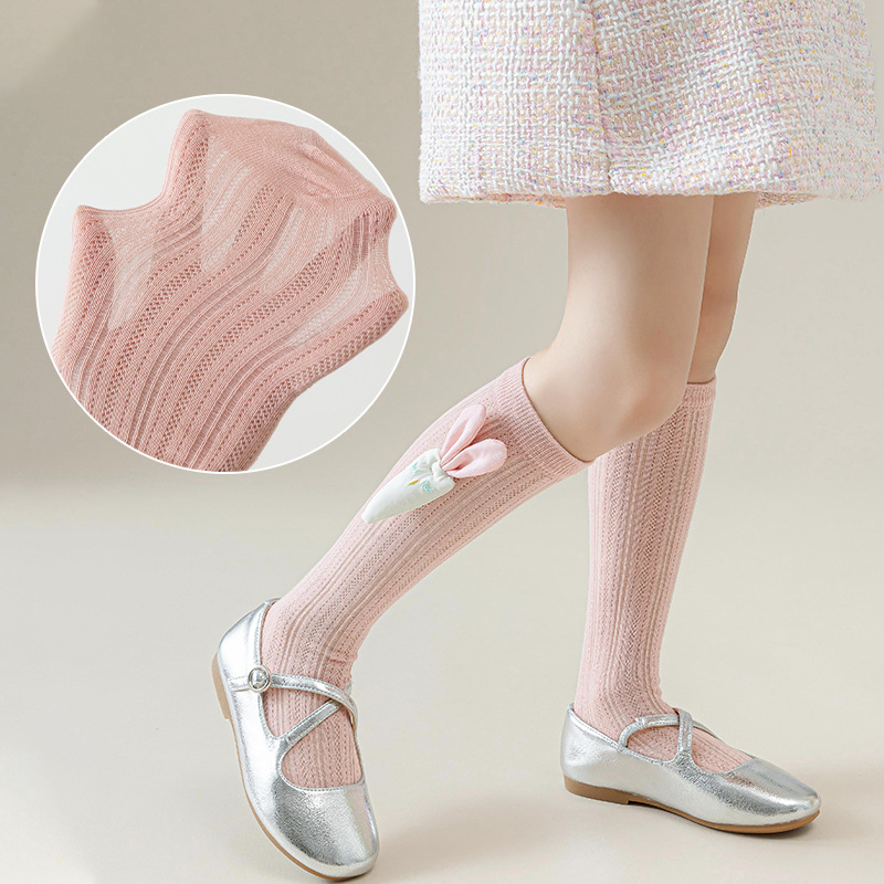Thin solid color brand breathable cute children's summer knee socks…