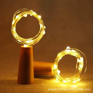 Three-speed adjustable LED wine bottle light string copper wire light string button battery wine stopper light mini bottle cap light string gift saint
