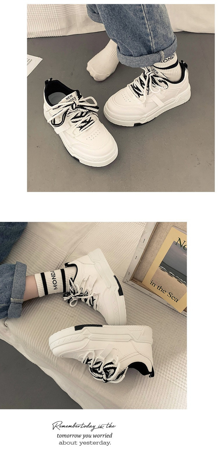 35-43 Übergröße Damen 41 dicke Sohlen vielseitige weiße Frühlingsdesign sportliche und lässige Boardschuhe 42_voghion.com