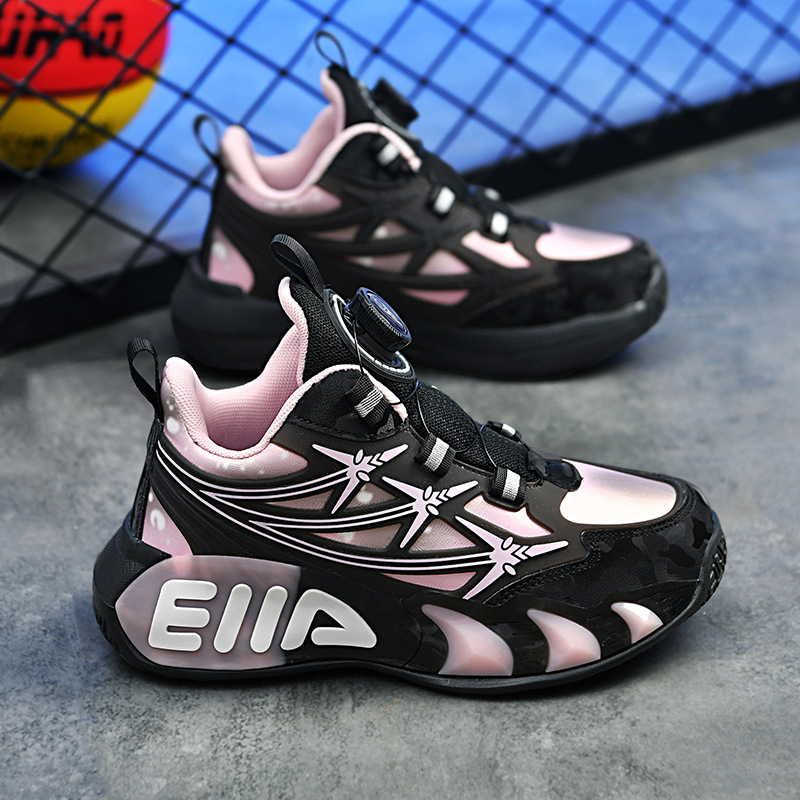 Nuevo primavera y otoño zapatos de cuero antideslizantes zapatos de baloncesto zapatos para niños - zapatos de baloncesto ligeros de cuero sintético