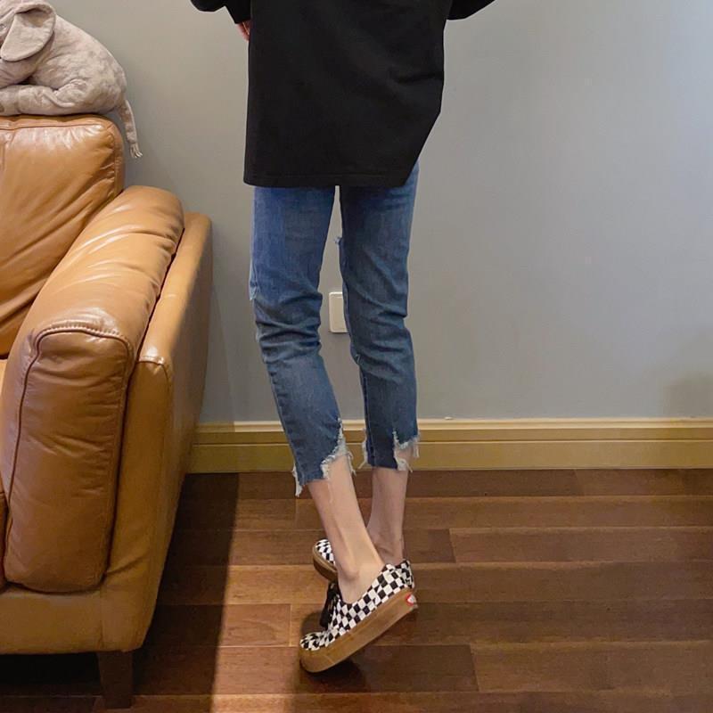 plus size Spring and Summer Stretch Ripped Jeans Women's Small Girl's High Waist Slimming Eight-point Straight Pants Pear-shaped Pants plus size Spring and Summer Stretch Ripped Jeans Women's Small Girl's High Waist Slimming Eight-point Straight Pants Pear-shaped Pants