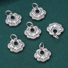 S925纯银树叶小件如意锁吊坠 复古小锁银锁挂件DIY手工串珠材料