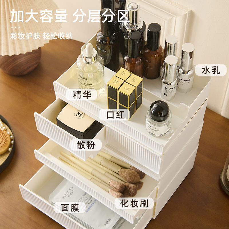Caja de almacenamiento de cosméticos, tipo de cajón de escritorio, productos para el cuidado de la piel de alta gama, estante de escritorio de lápiz labial, almacenamiento multicapa