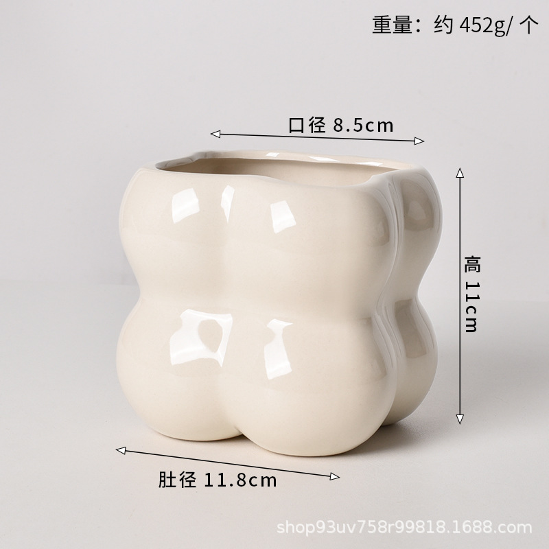 Pot de cerámica crema INS lujo ligero de alto nivel sensación de plantación de orquídeas mariposa simple orquídeas plantación de pot de porcelana blanca Dehua