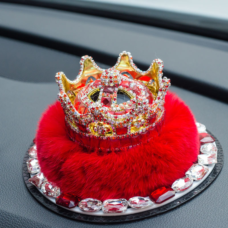 Corona de diamantes, asiento de perfume de coche, decoración de coche, piel de conejo perezoso, decoración de coche, aromaterapia de coche, fresca y duradera