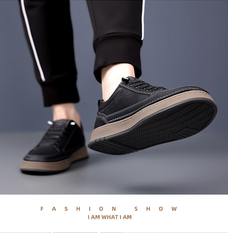 Giày sneaker nam cổ thấp dáng thường ngày, mũi tròn, đế cao su chống trượt, gót thấp 1–3 cm — Màu nâu, Màu đen chi tiết 20