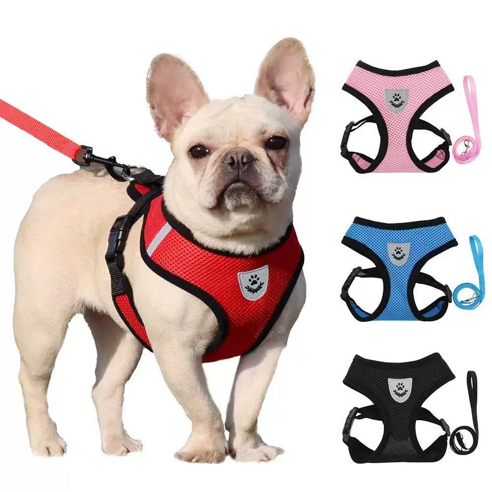 Cross-Border Pet Leash Harness Vest-Style Dog and Cat Harness Small Dog Reflective Leash Dog Leash Supplies Wholesale