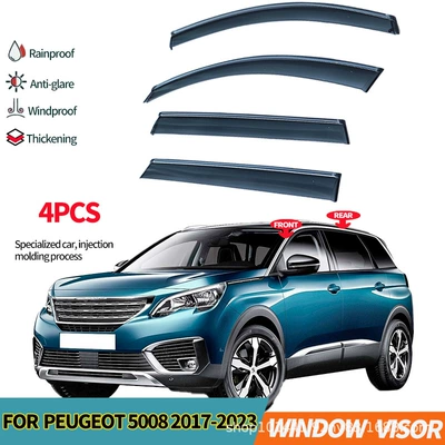 Suitable for Peugeot 5008 car window rain shield PEUGEOT 5008 2017 Window visors (Rain shield) - injection-molded-thickened-model-4pcs-cross-border-fine-punching-peugeot-5008-2017-ps-with-silver-bright-strip-window-rain-shield