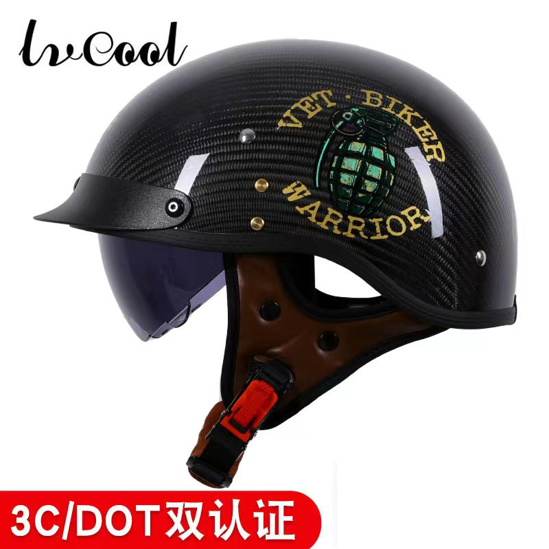 3C certificado medio casco de fibra de carbono de la motocicleta de los hombres de la motocicleta de las mujeres retro verano coche eléctrico primicia casco fábrica al por mayor